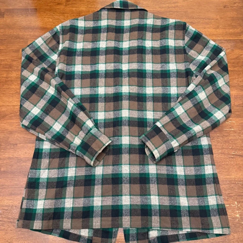 Pendleton Wool Blazer Mens Medium Green Brown Plaid Vintage 100% Virgin Wool